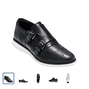 Cole Haan Women's Black Leather Original Double Monk Strap Oxfords sizd 6.5
